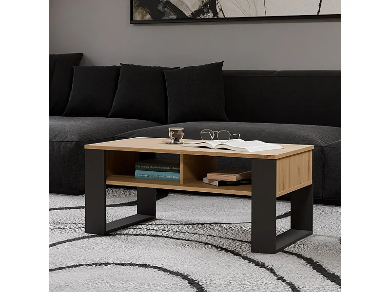 Tavolino da salotto 58x50x90 cm rovere e antracite TST10