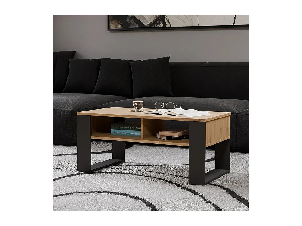 Tavolino da salotto 58x50x90 cm rovere e antracite TST10