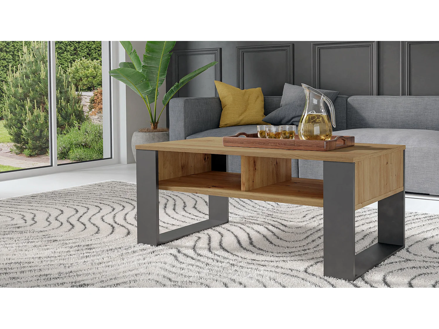 Tavolino da salotto 58x50x90 cm rovere e antracite TST10