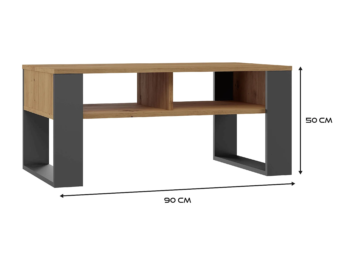 Tavolino da salotto 58x50x90 cm rovere e antracite TST10