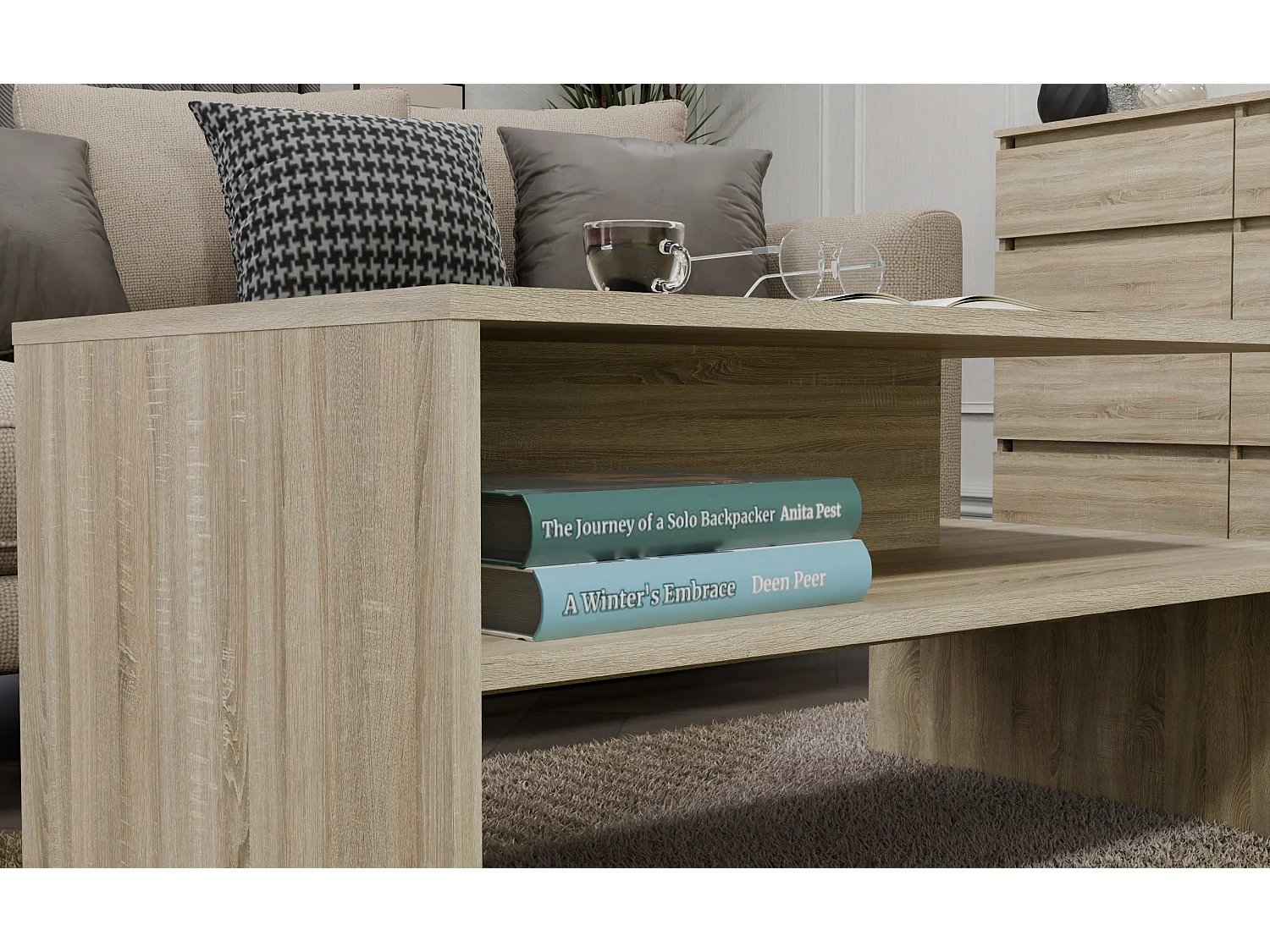 Tavolino da salotto design moderno 90x45x60 cm rovere TST2