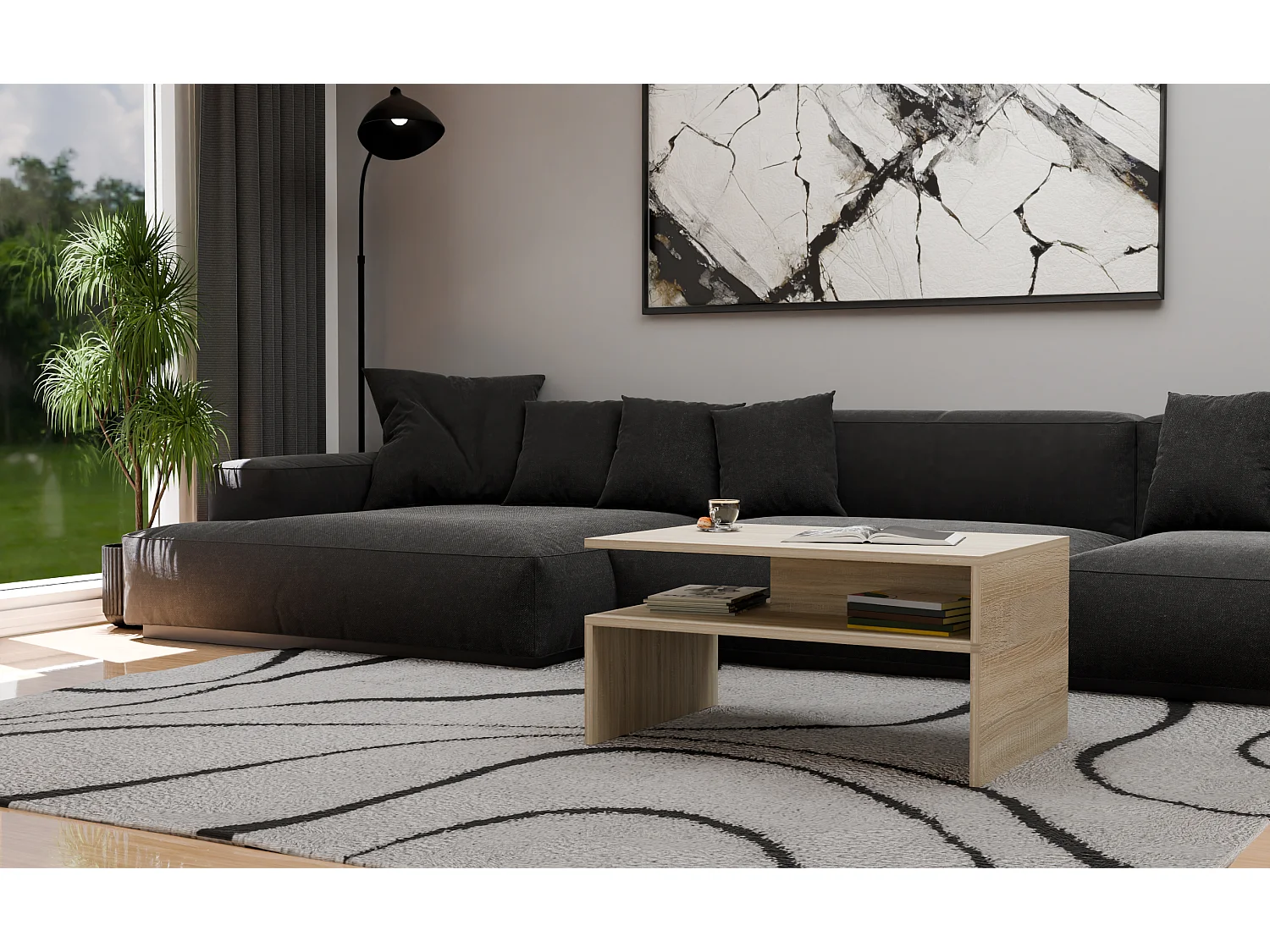 Tavolino da salotto design moderno 90x45x60 cm rovere TST2