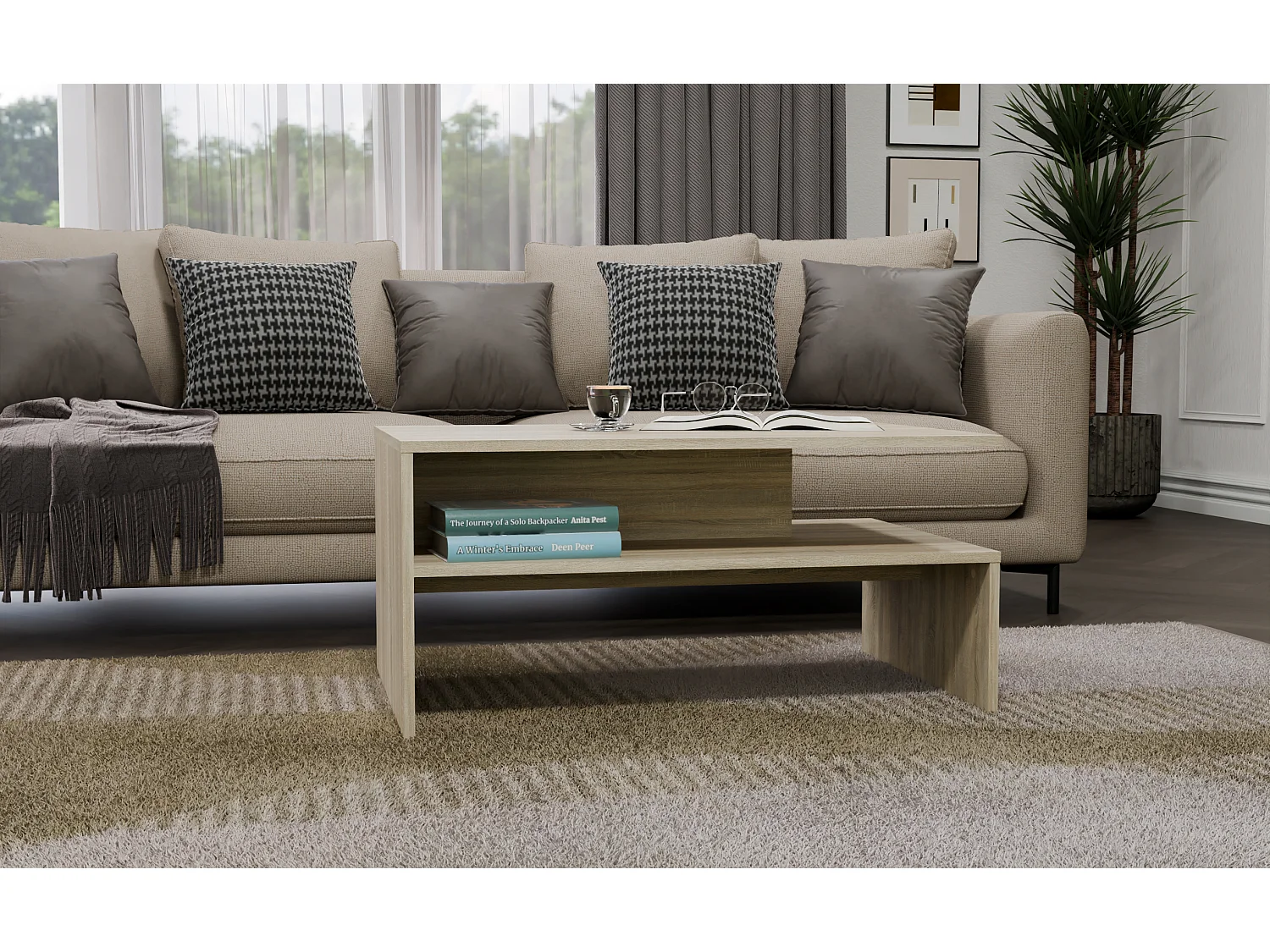 Tavolino da salotto design moderno 90x45x60 cm rovere TST2