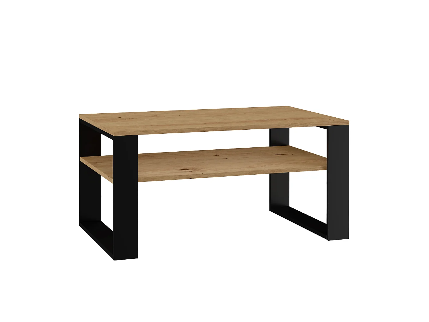 Tavolino da salotto moderno 58x50x90 cm con 2 ripiani rovere e nero TST9