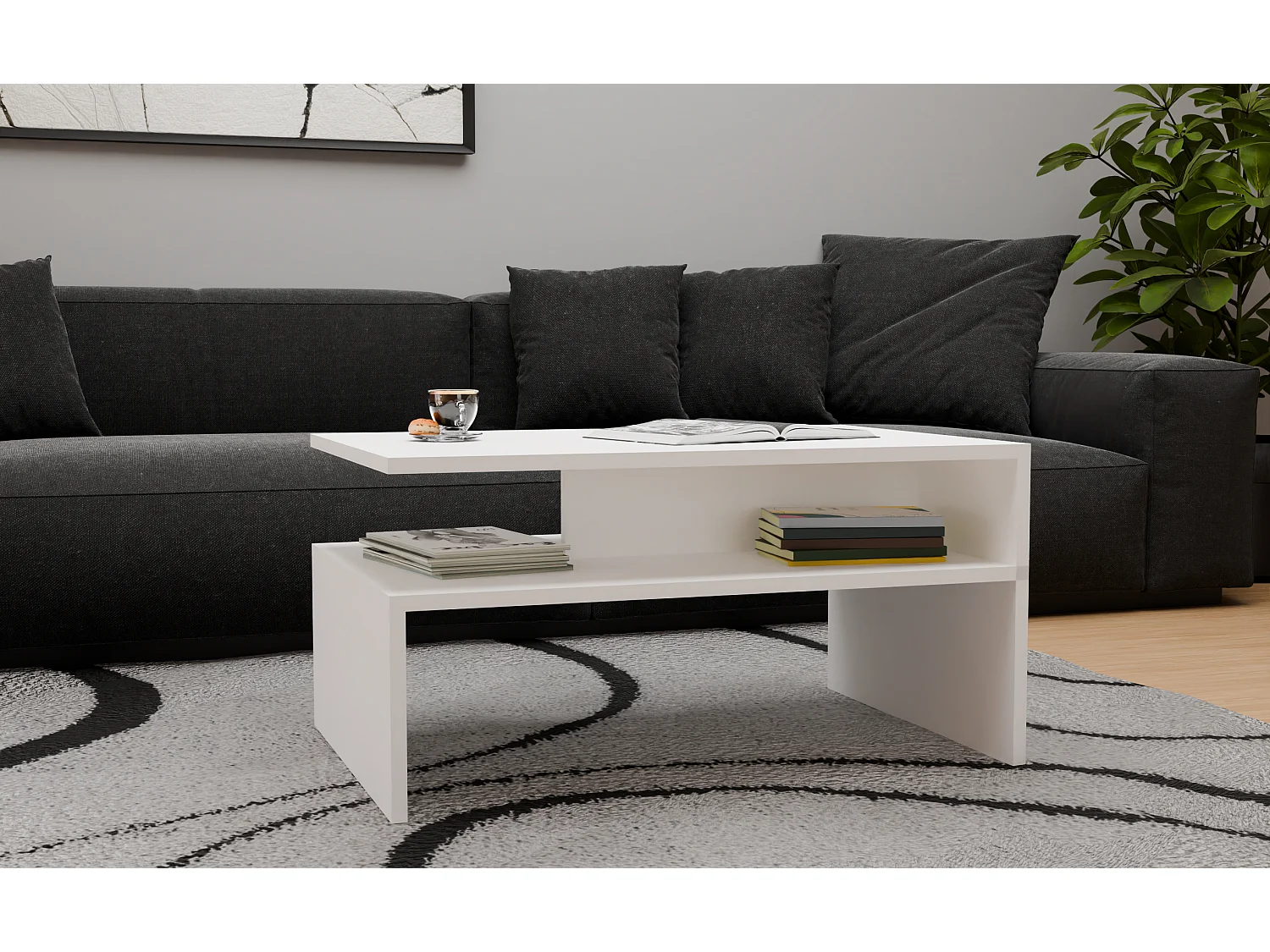 Tavolino da salotto design moderno 90x45x60 cm bianco TST2