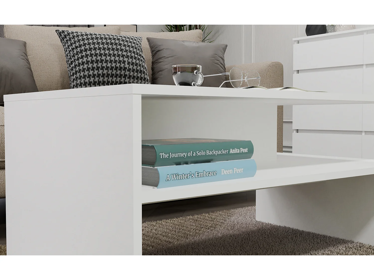 Tavolino da salotto design moderno 90x45x60 cm bianco TST2