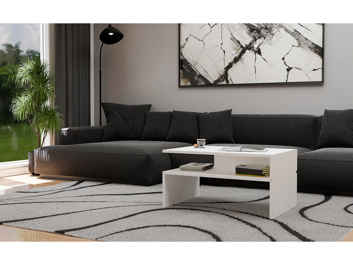 Tavolino da salotto design moderno 90x45x60 cm bianco TST2