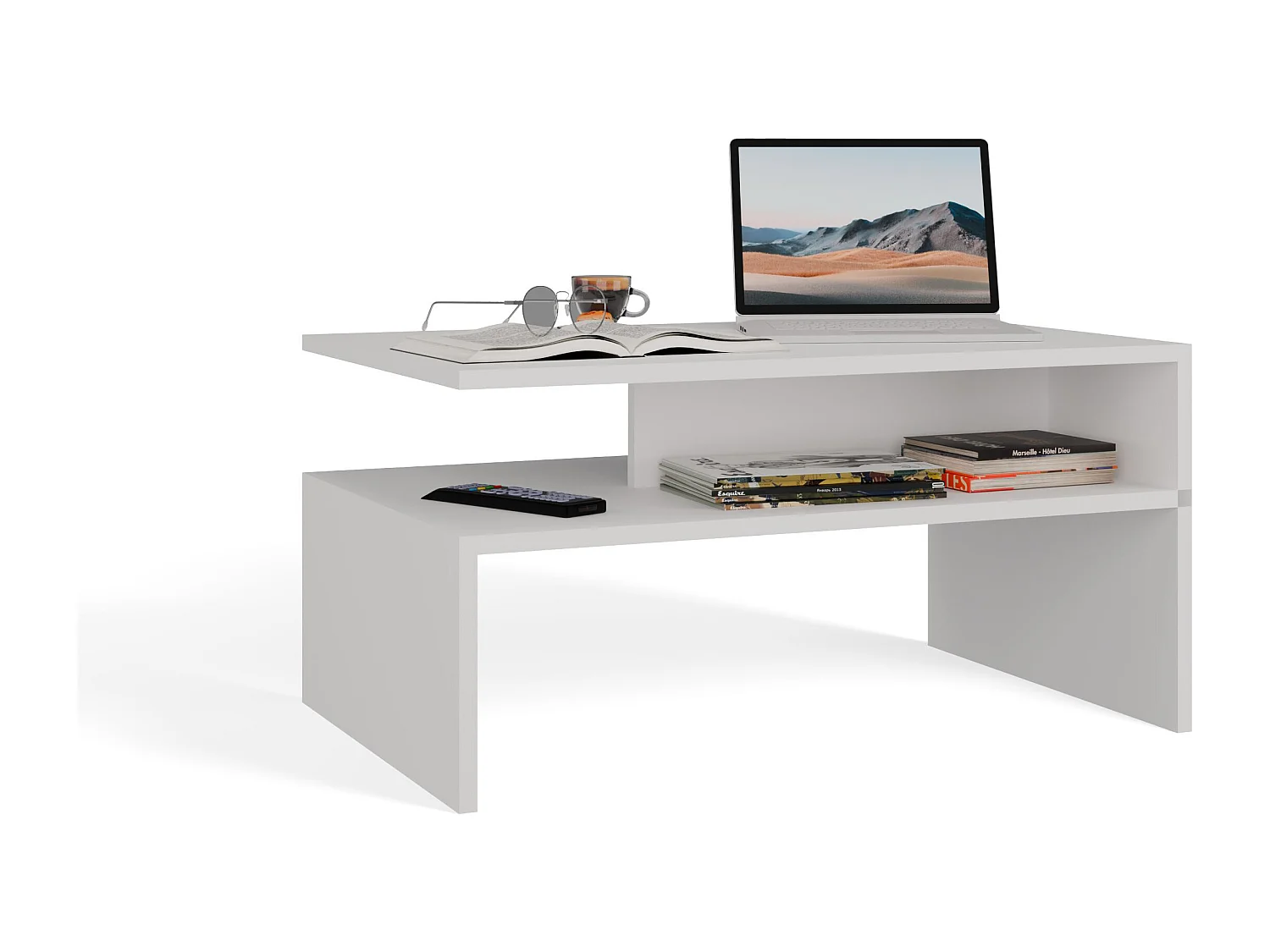 Tavolino da salotto design moderno 90x45x60 cm bianco TST2