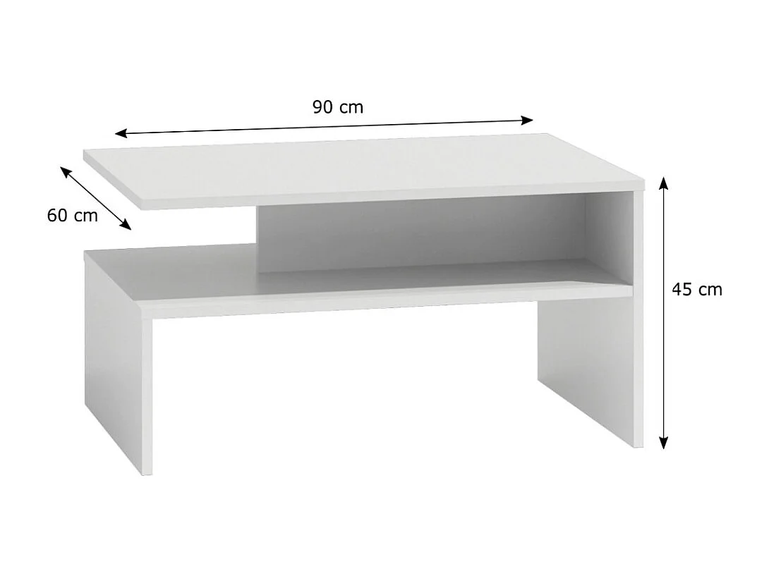 Tavolino da salotto design moderno 90x45x60 cm bianco TST2
