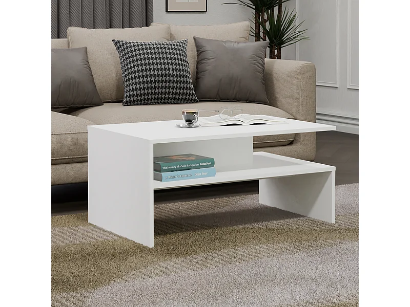 Tavolino da salotto design moderno 90x45x60 cm bianco TST2