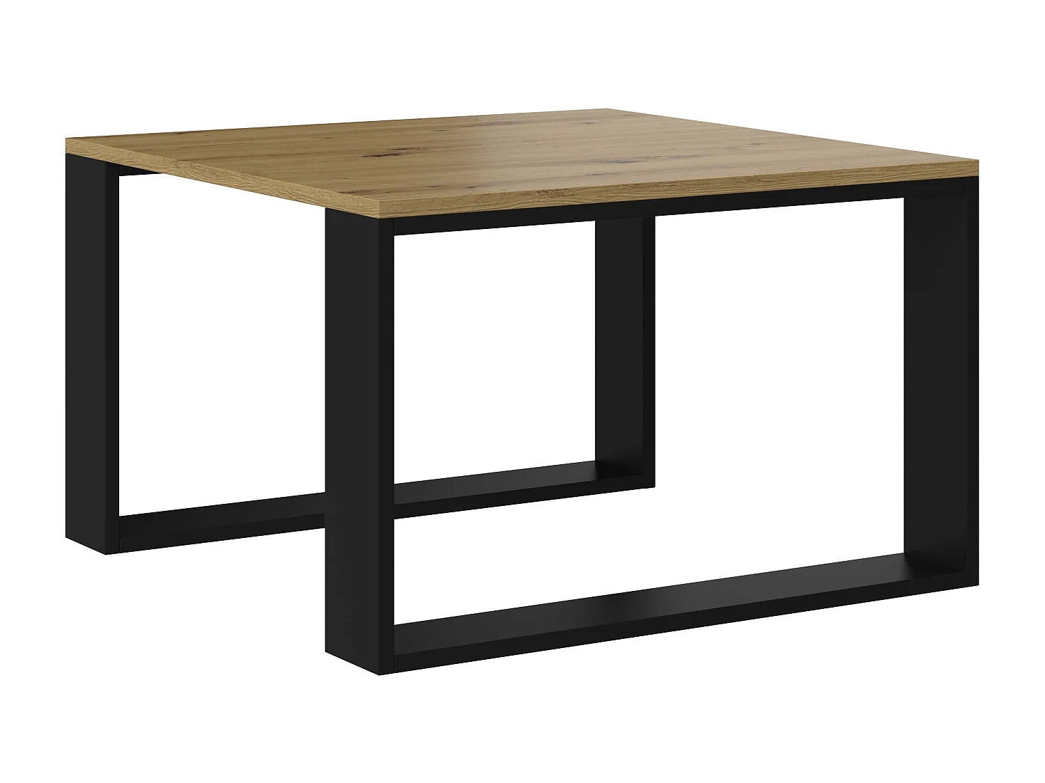 Tavolino da salotto essenziale 67x67x40 cm rovere e nero TST6