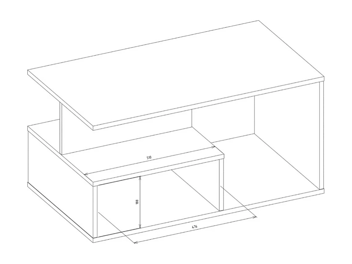 Tavolino da salotto 91x51x43 cm con vani a giorno bianco/rovere TST4