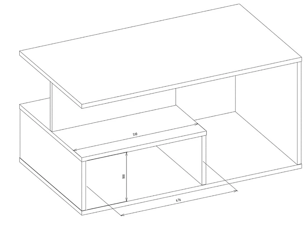 Tavolino da salotto 91x51x43 cm con vani a giorno bianco/rovere TST4