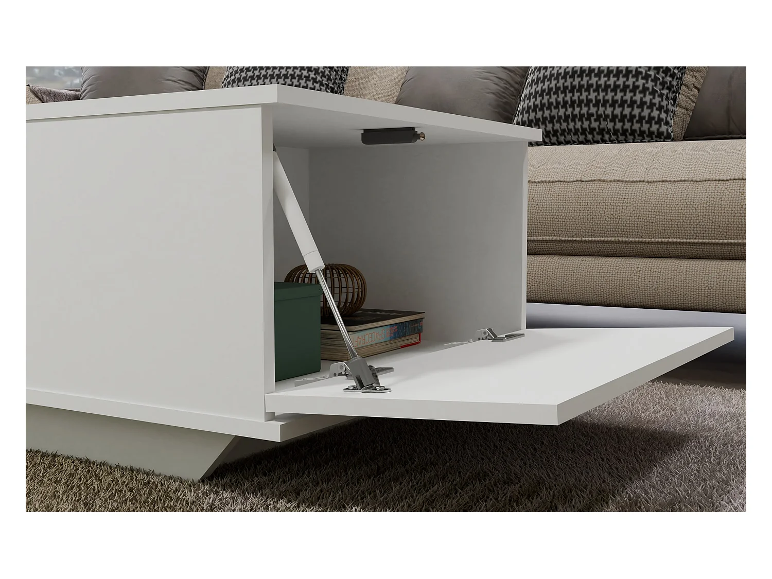 Tavolino design moderno 90x60x42 cm bianco opaco TST3