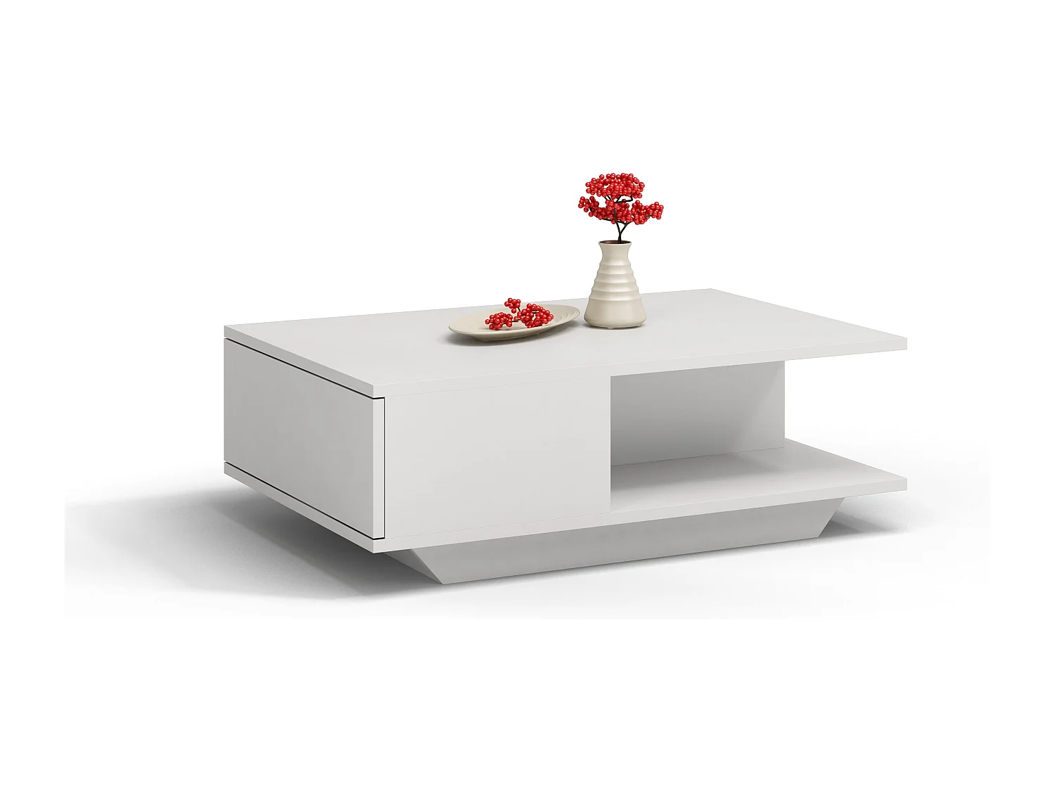 Tavolino design moderno 90x60x42 cm bianco opaco TST3