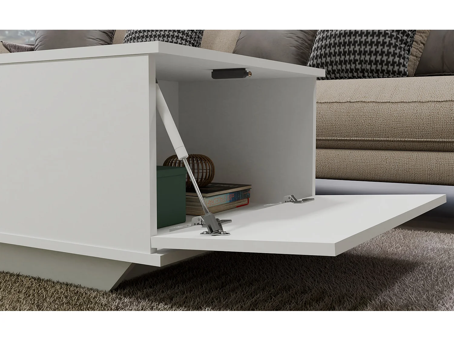 Tavolino design moderno 90x60x42 cm bianco opaco TST3