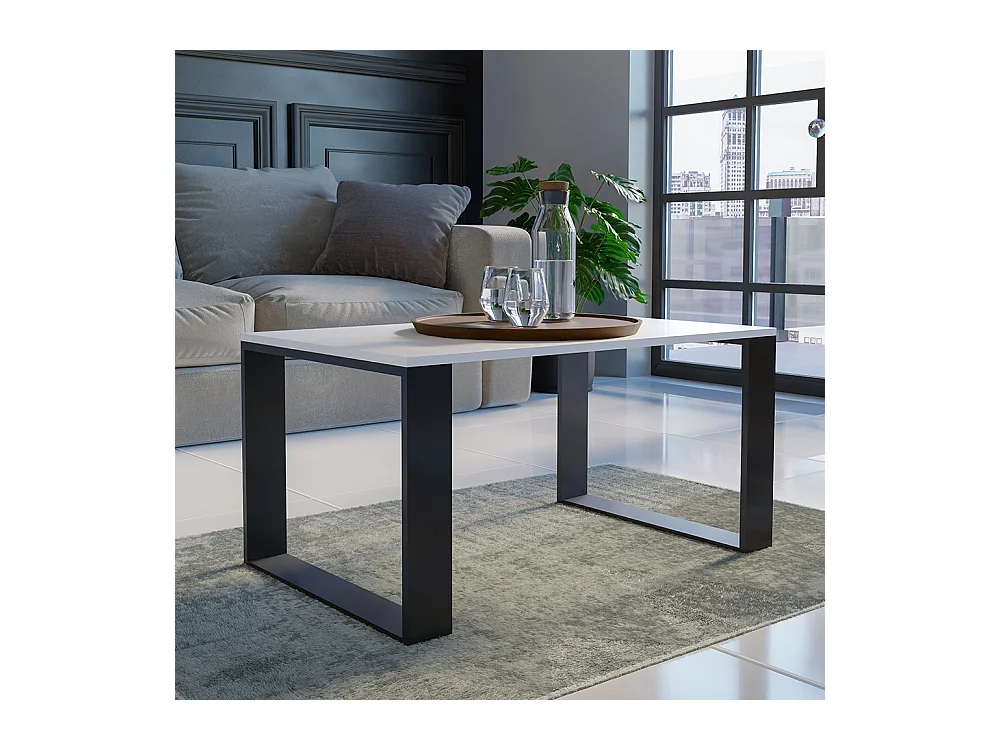 Tavolino da salotto moderno 58x50x90 cm bianco/nero TST8