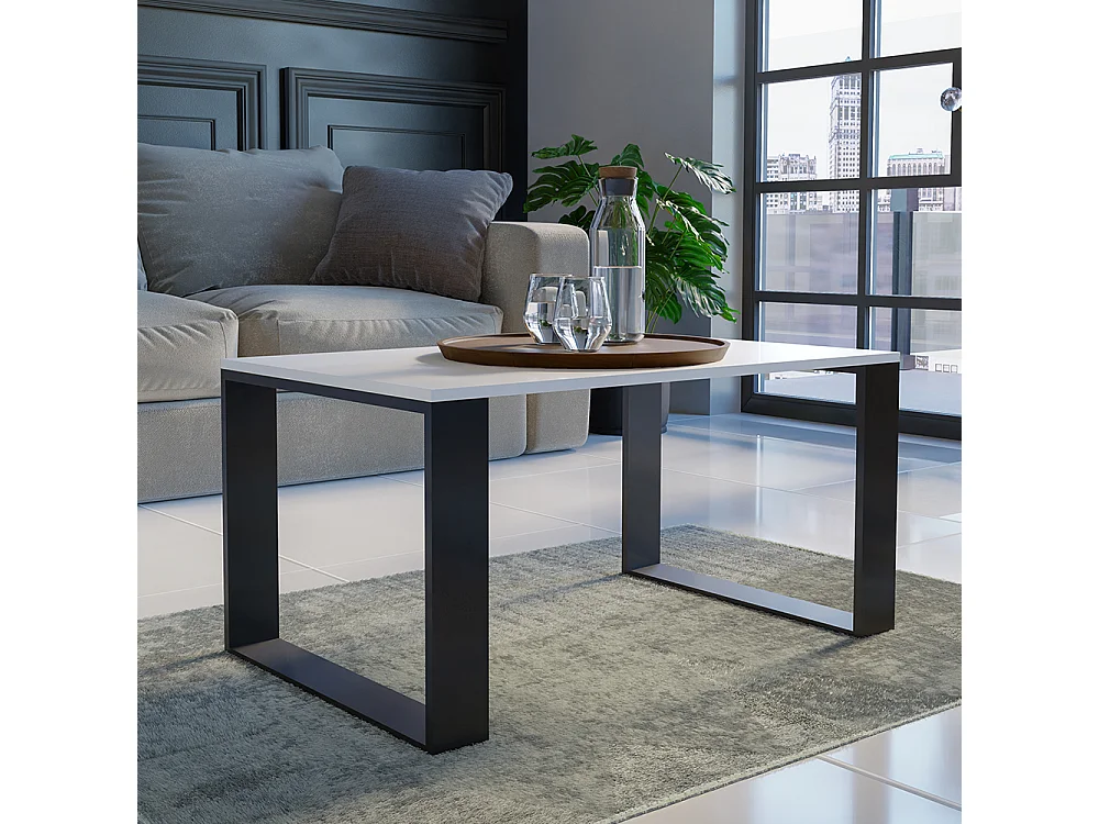 Tavolino da salotto moderno 58x50x90 cm bianco/nero TST8