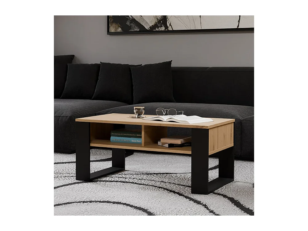 Tavolino da salotto 58x50x90 cm rovere e nero TST10