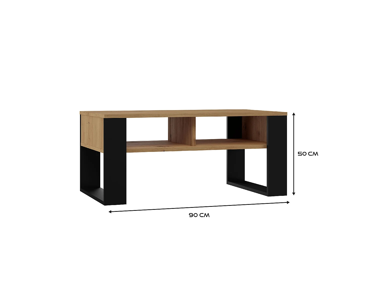 Tavolino da salotto 58x50x90 cm rovere e nero TST10