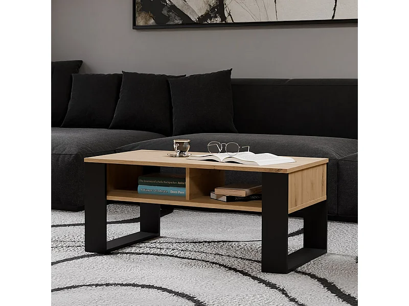 Tavolino da salotto 58x50x90 cm rovere e nero TST10