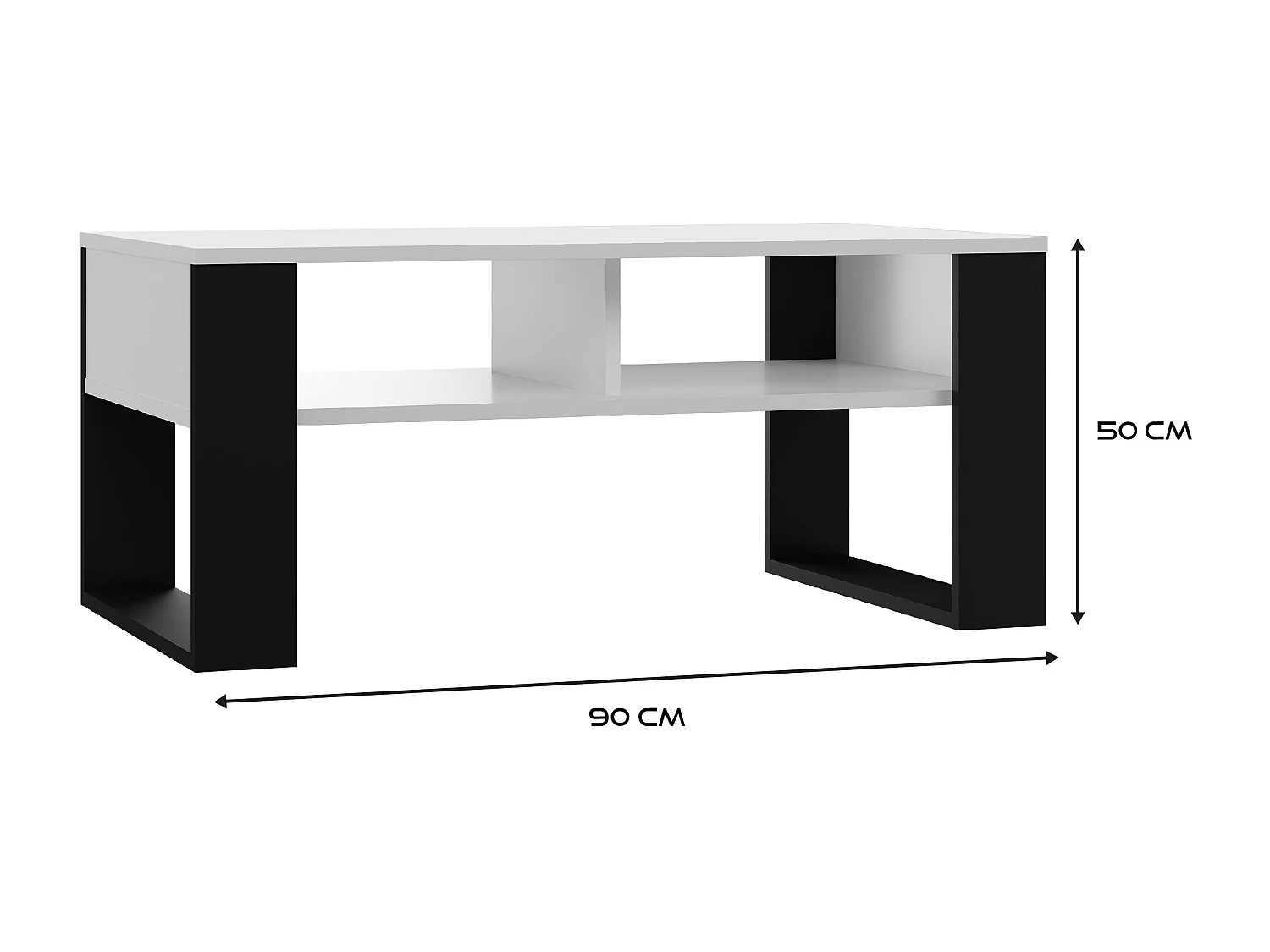 Tavolino da salotto 58x50x90 cm bianco e nero TST10