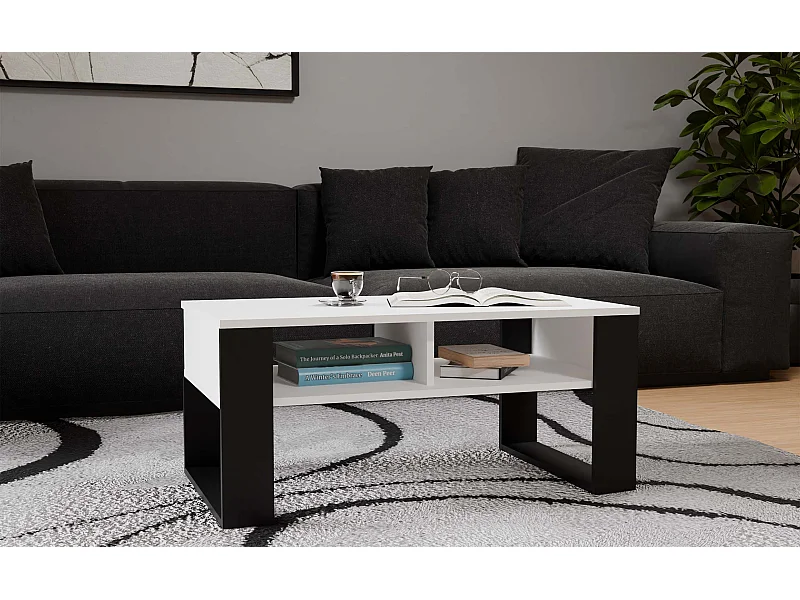 Tavolino da salotto 58x50x90 cm bianco e nero TST10