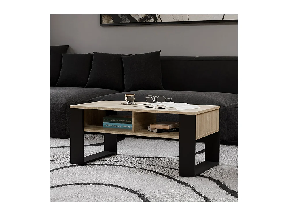 Tavolino da salotto 58x50x90 cm rovere chiaro e nero TST10