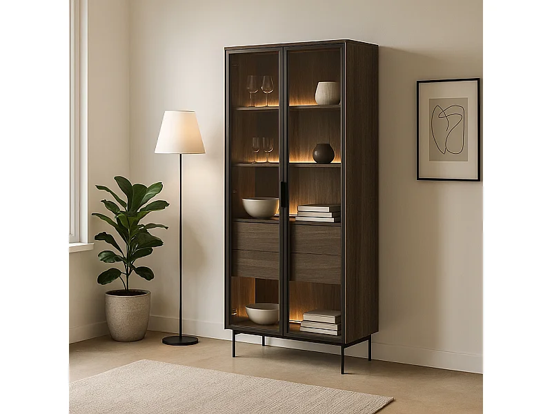 Vetrina alta moderna con cassetti push-pull e luce LED VLK13