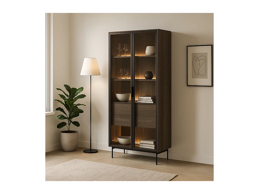 Vetrina alta moderna con cassetti push-pull e luce LED VLK13