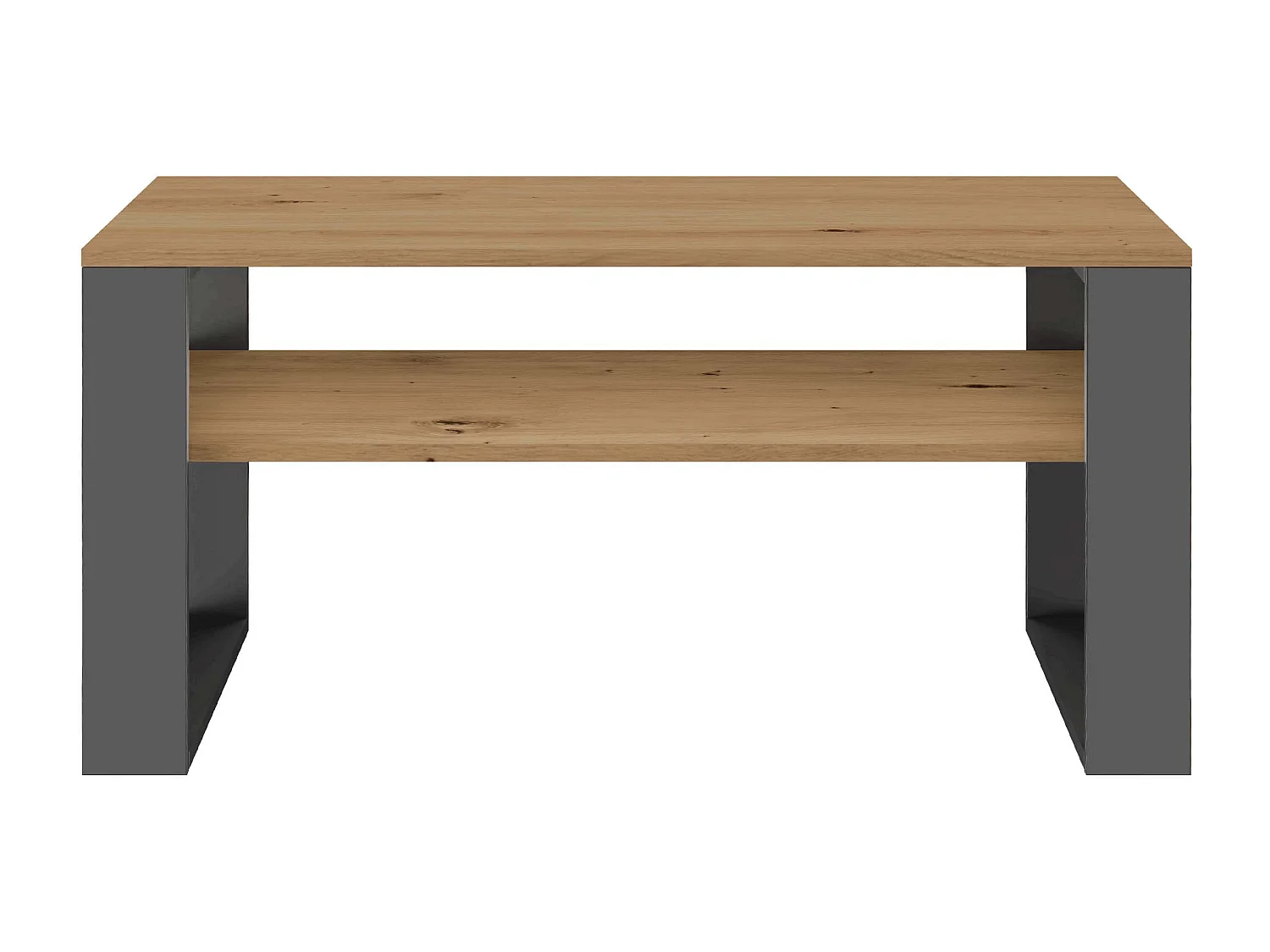 Tavolino da salotto moderno 58x50x90 cm con 2 ripiani rovere e antracite TST9