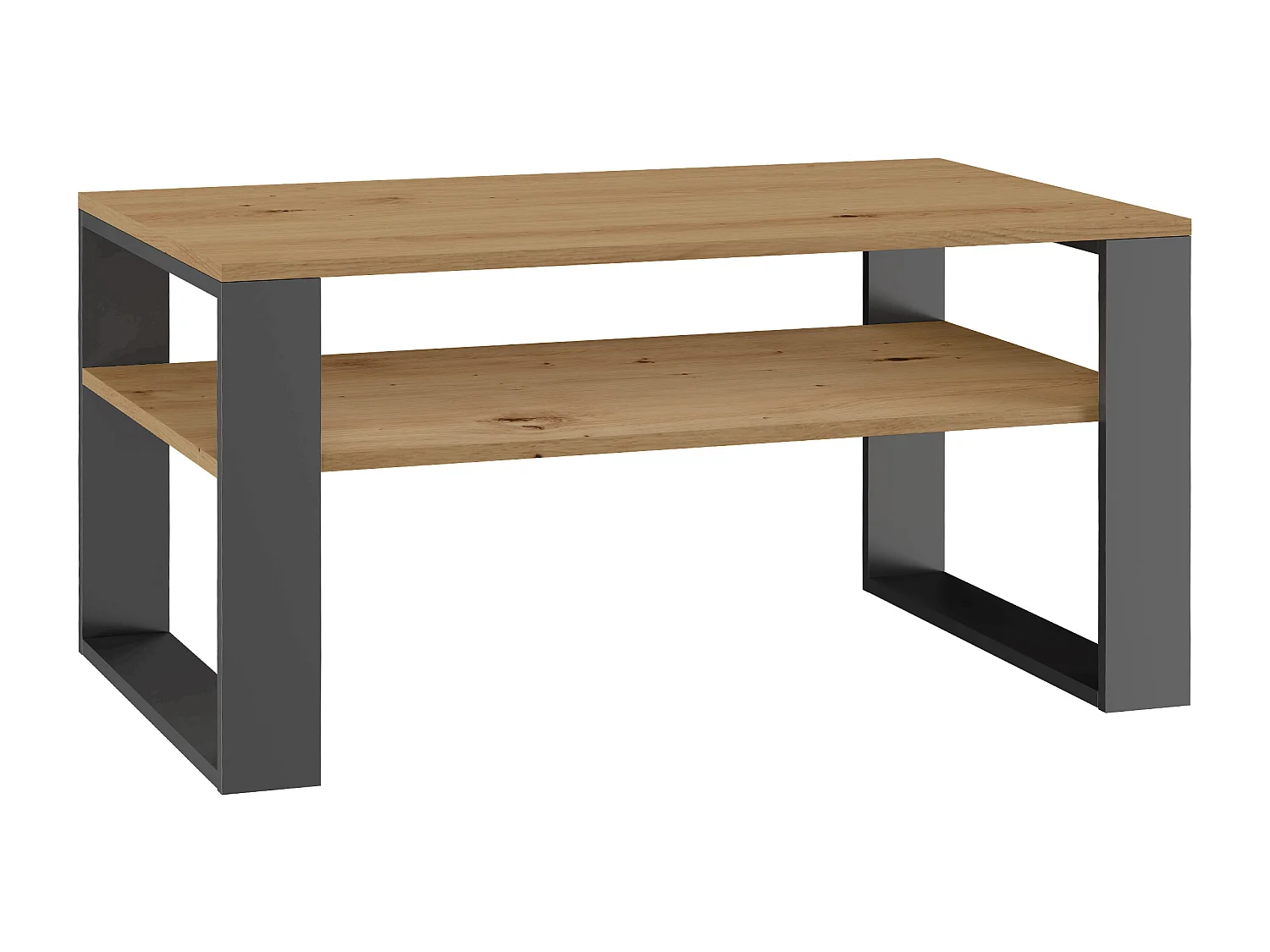 Tavolino da salotto moderno 58x50x90 cm con 2 ripiani rovere e antracite TST9