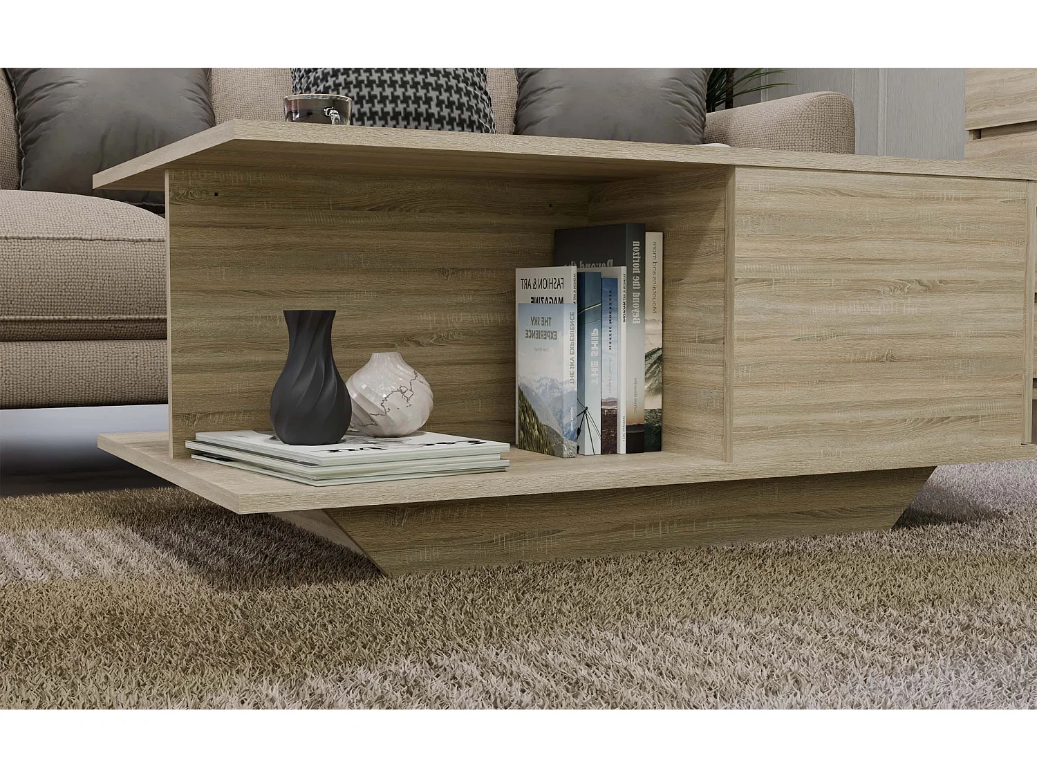 Tavolino design moderno 90x60x42 cm rovere TST3