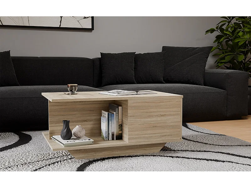 Tavolino design moderno 90x60x42 cm rovere TST3