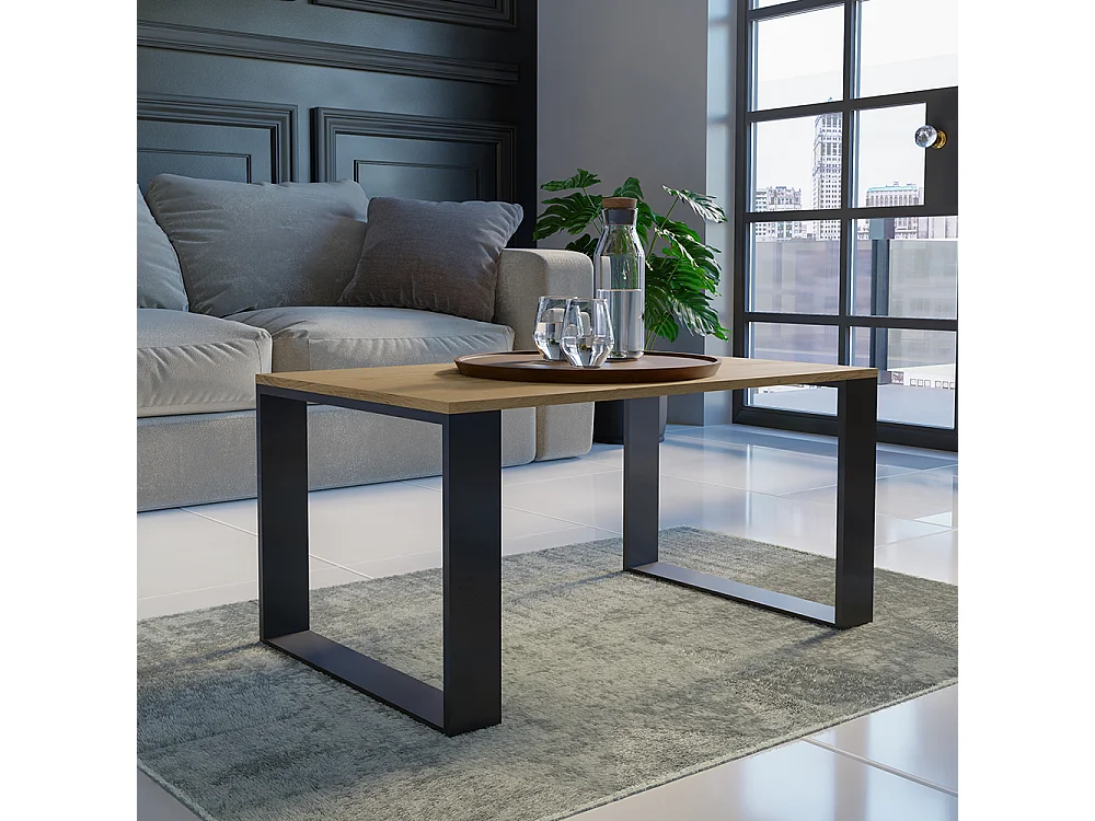 Tavolino da salotto moderno 58x50x90 cm rovere/nero TST8