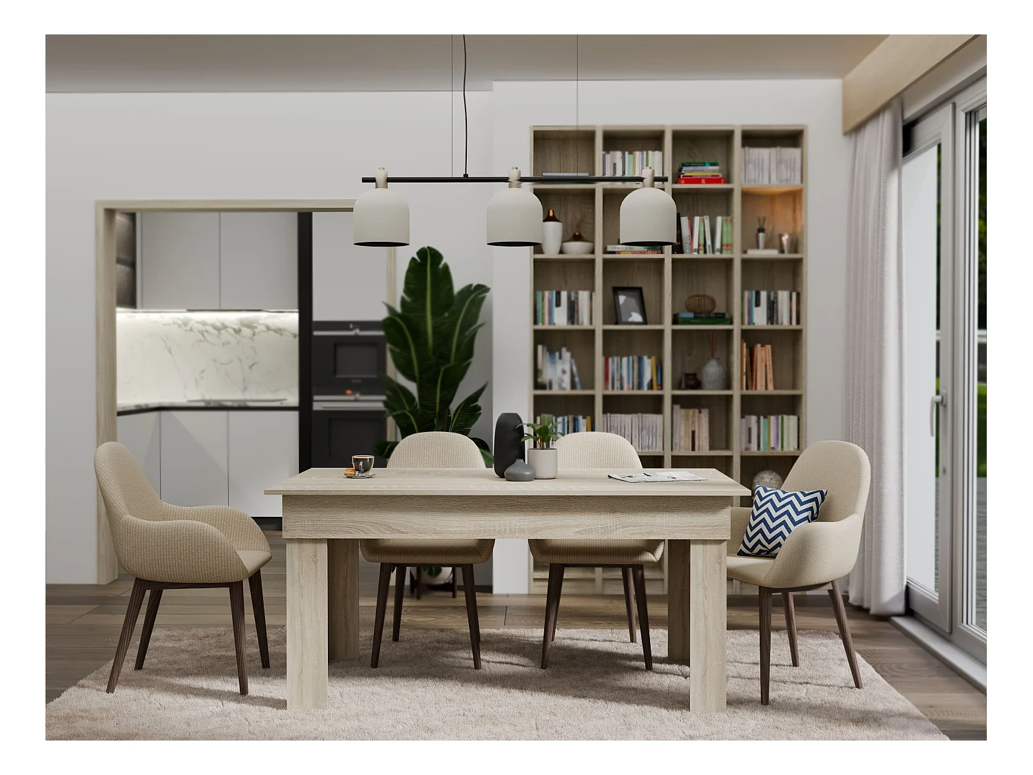 Tavolo da pranzo 160x75x80 cm rovere chiaro TPT1