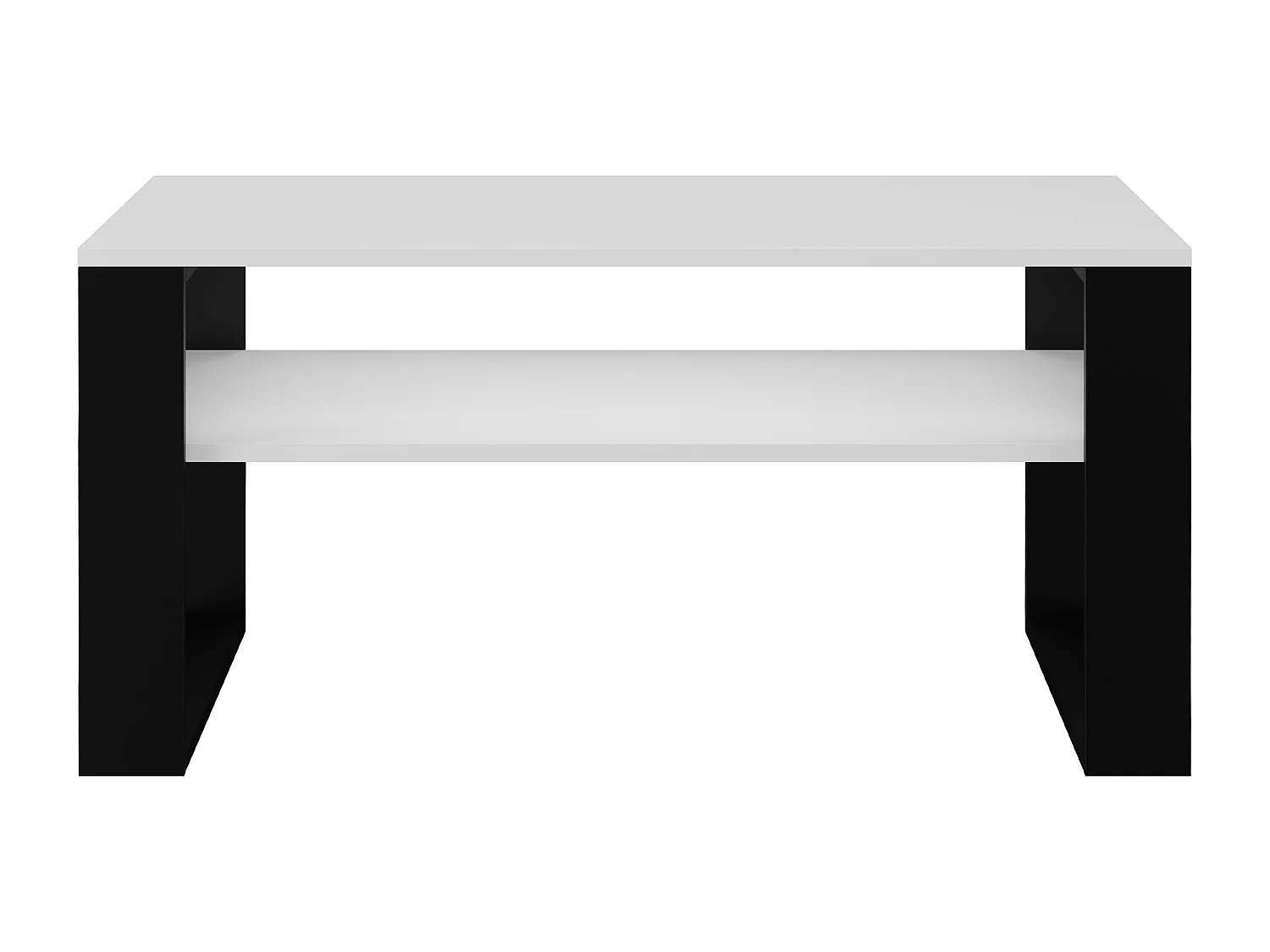 Tavolino da salotto moderno 58x50x90 cm con 2 ripiani bianco e nero TST9