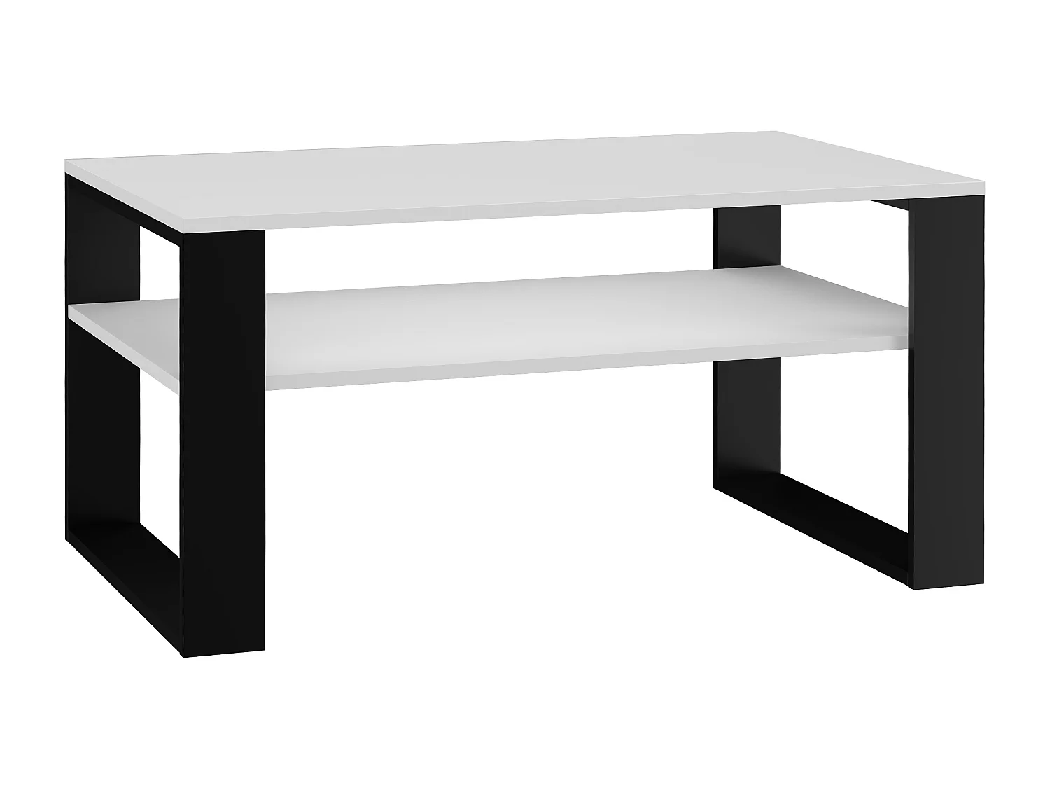 Tavolino da salotto moderno 58x50x90 cm con 2 ripiani bianco e nero TST9