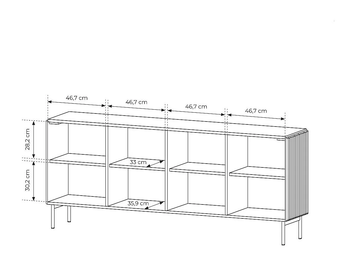 Madia moderna 195 cm con 4 ante push to open beige cashmere MALK42