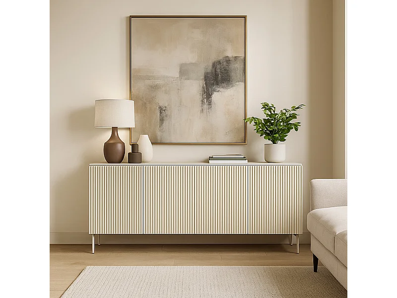 Madia moderna 195 cm con 4 ante push to open beige cashmere MALK42