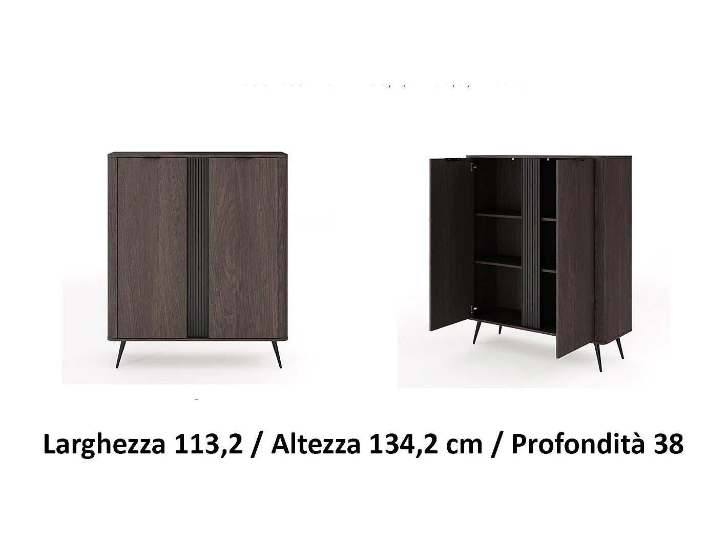 Mobile contenitore moderno 113x134 cm a 2 ante quercia scuro MCLK11