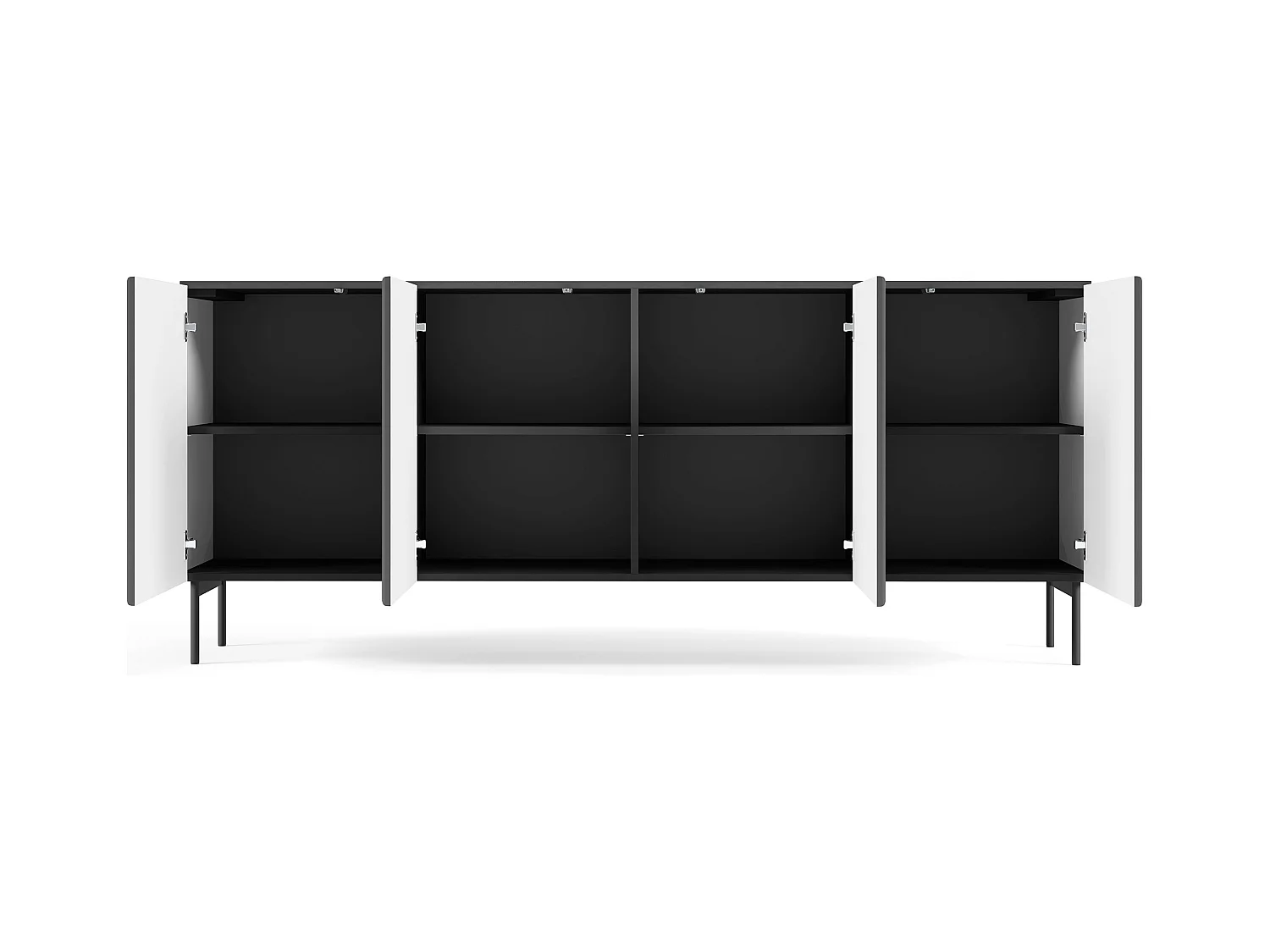 Madia moderna 195 cm con 4 ante push to open nera MALK42