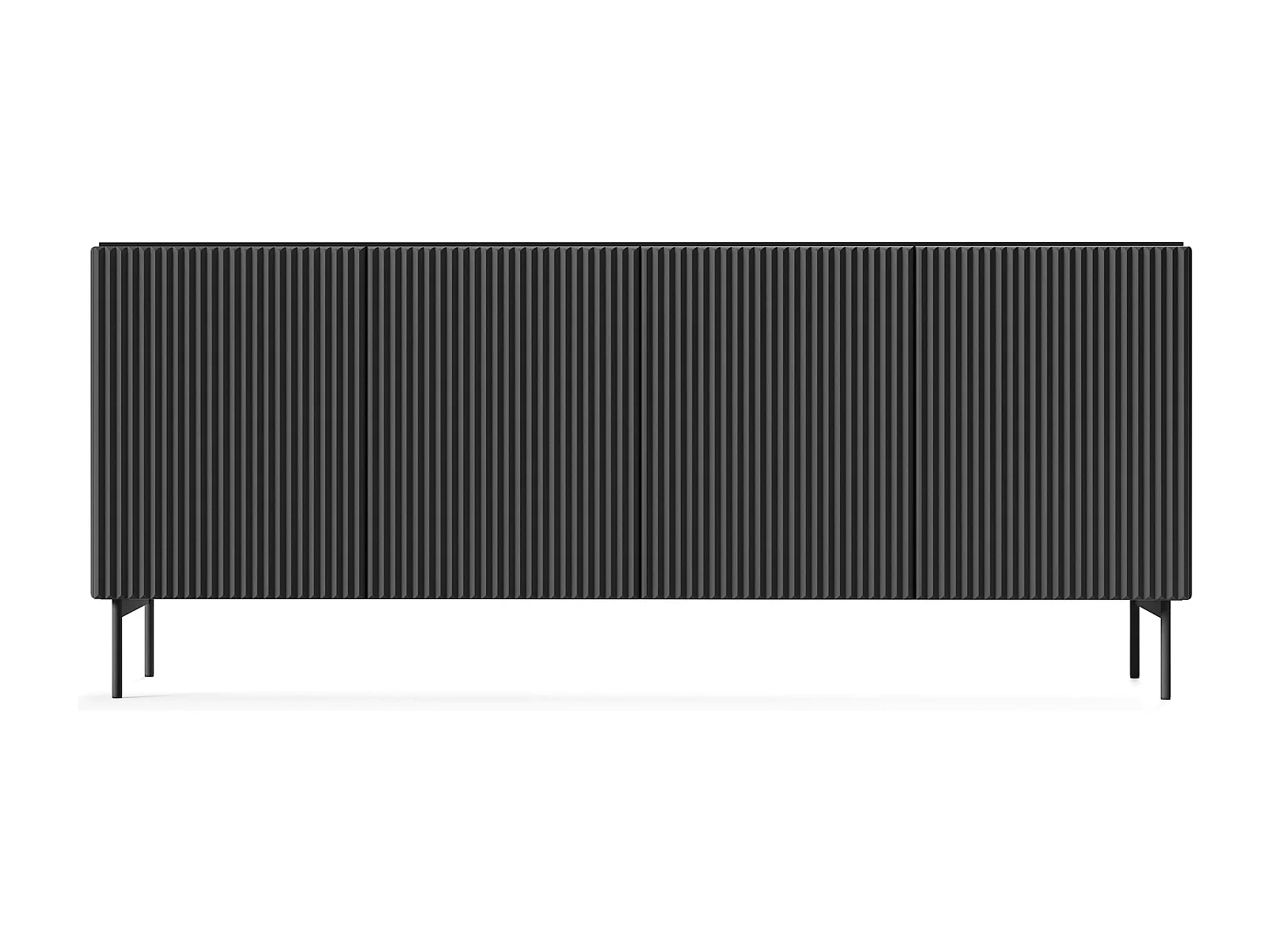 Madia moderna 195 cm con 4 ante push to open nera MALK42