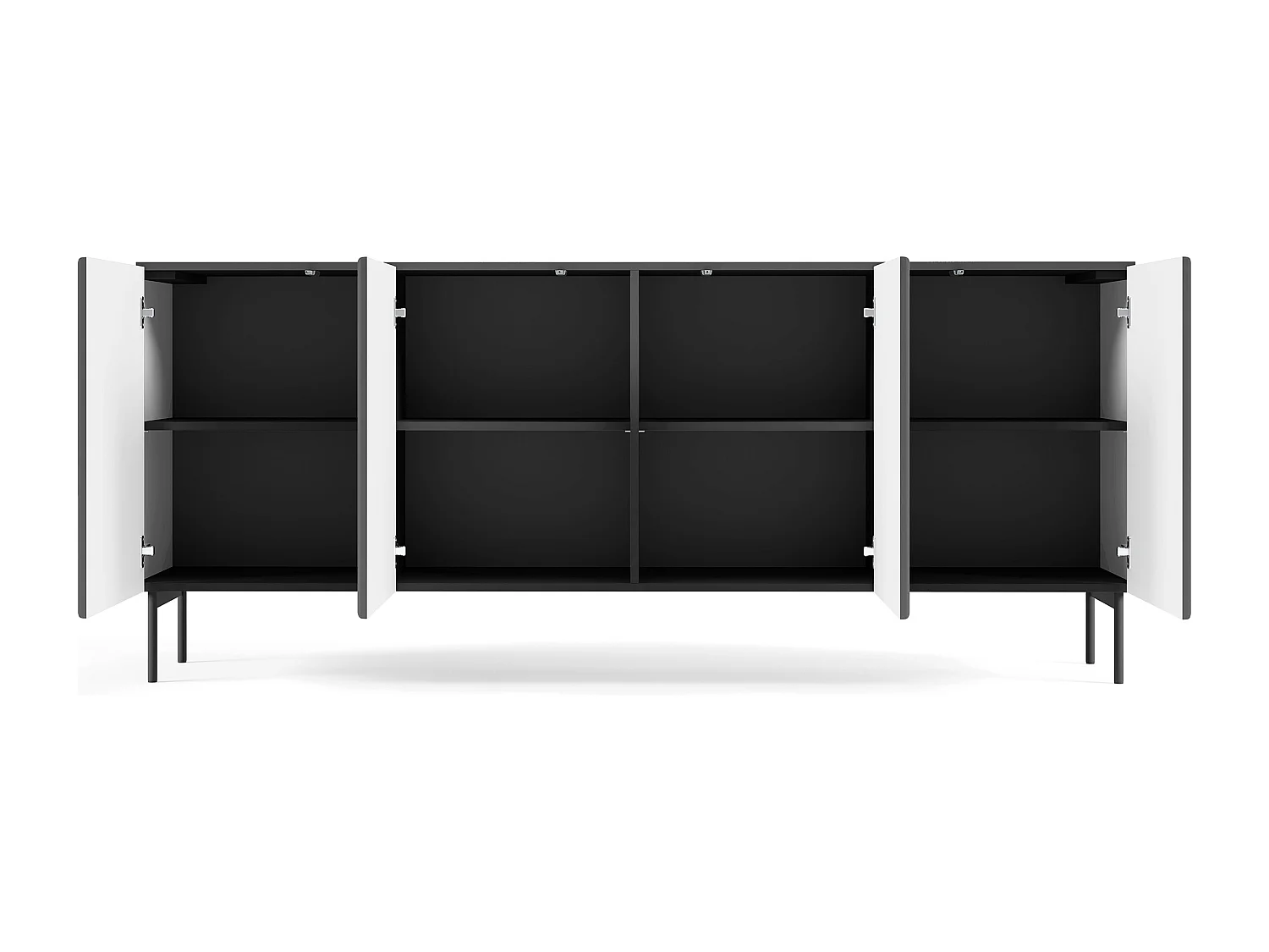 Madia moderna 195 cm con 4 ante push to open nera MALK42