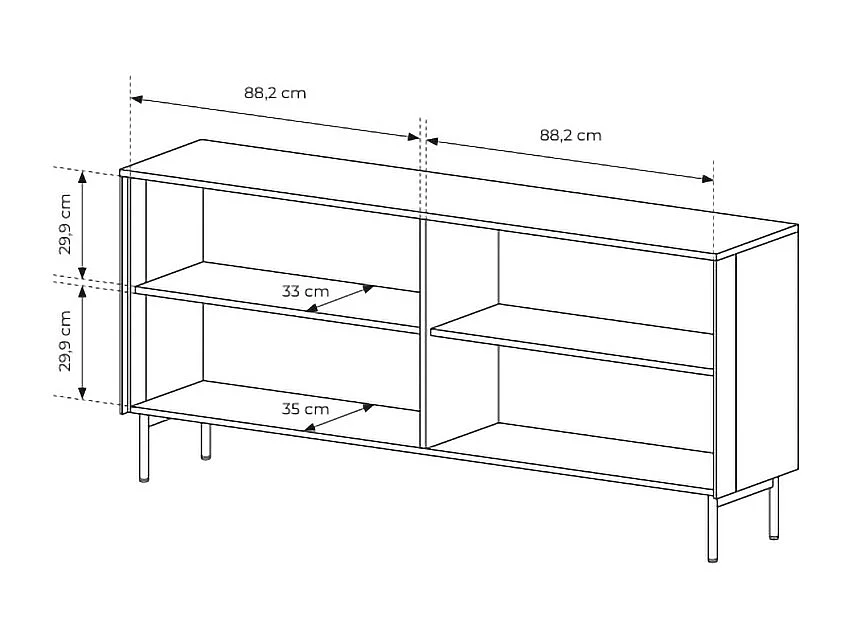Madia moderna con 4 ante in vetro temperato e luce LED quercia scura e nero MALK40