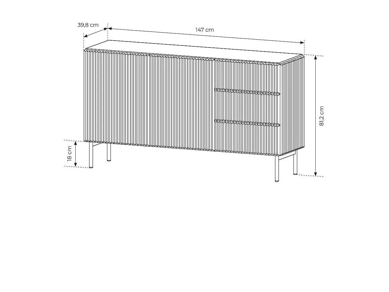 Madia moderna da soggiorno 2 ante e 3 cassetti nera MALK44