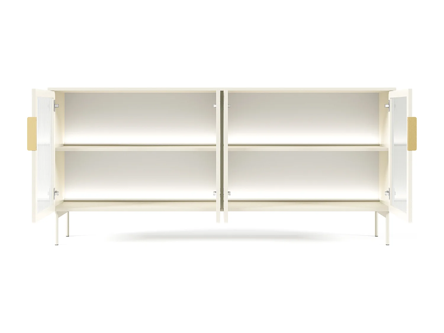 Madia moderna con 4 ante in vetro temperato e luce LED cashmere MALK40