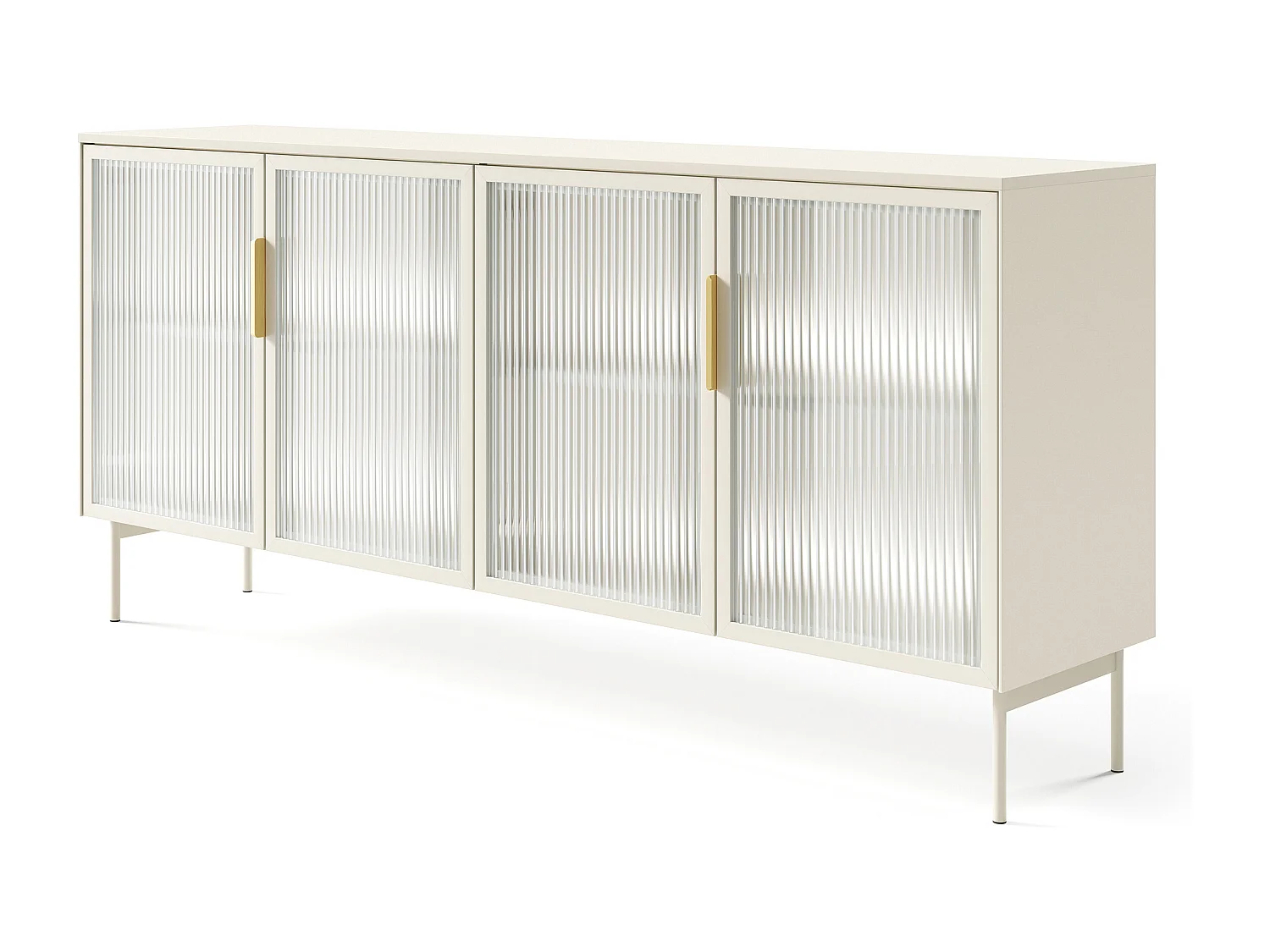 Madia moderna con 4 ante in vetro temperato e luce LED cashmere MALK40