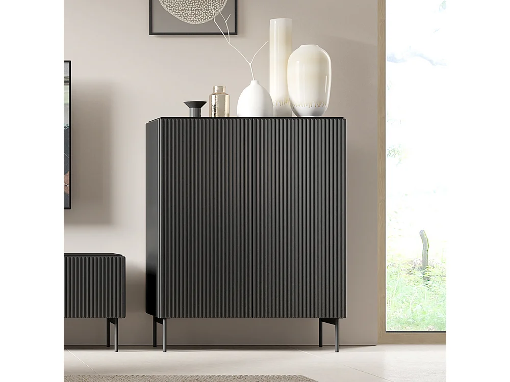 Mobile contenitore per soggiorno con 2 ante push to open nero MCLK8