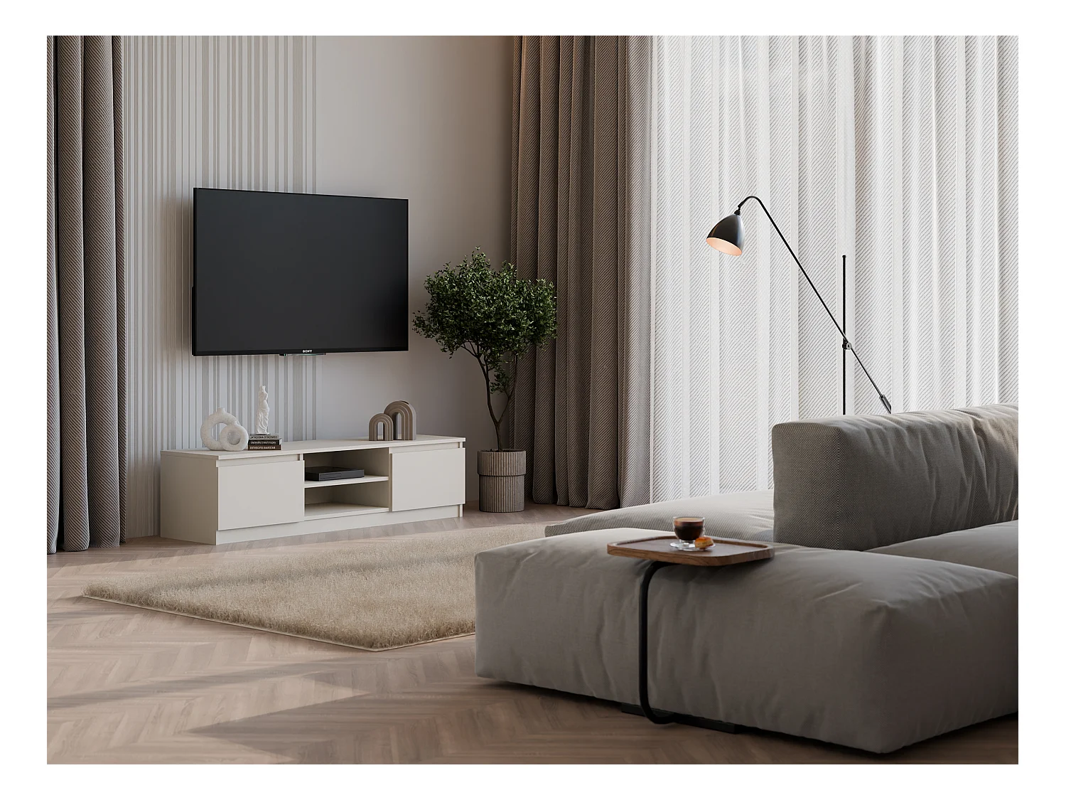 Mobile TV moderno 140 cm beige PTVT2